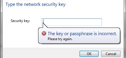 WiFi passphrase or key is incorrect even if it’s correct after upgrading to Windows 7