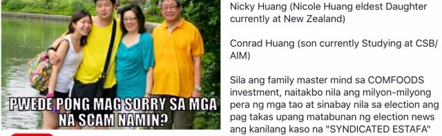 Comfoods Million Peso Scam by Gary Huang and Family