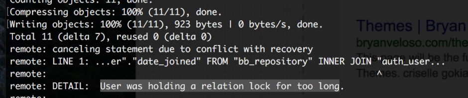 git: User was holding a relation lock for too long