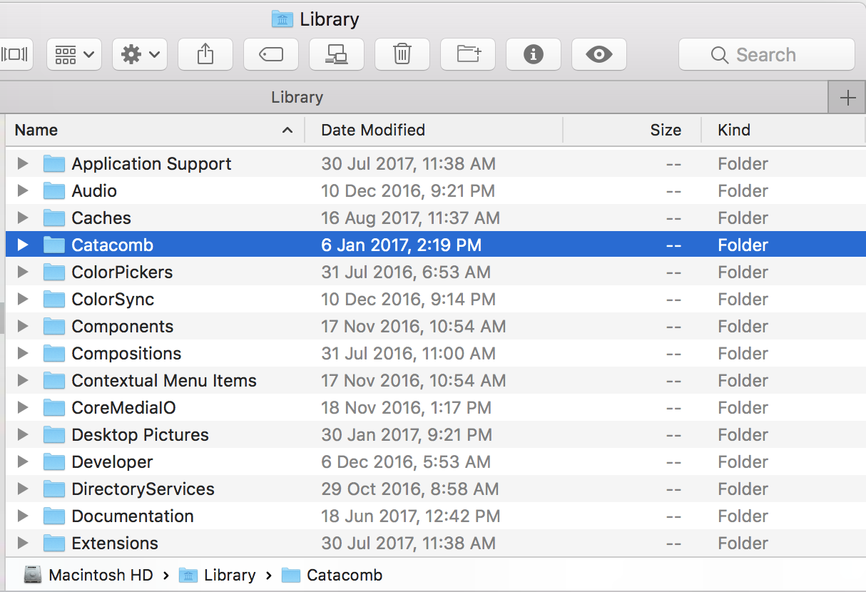 Catacomb Folder in Mac OS